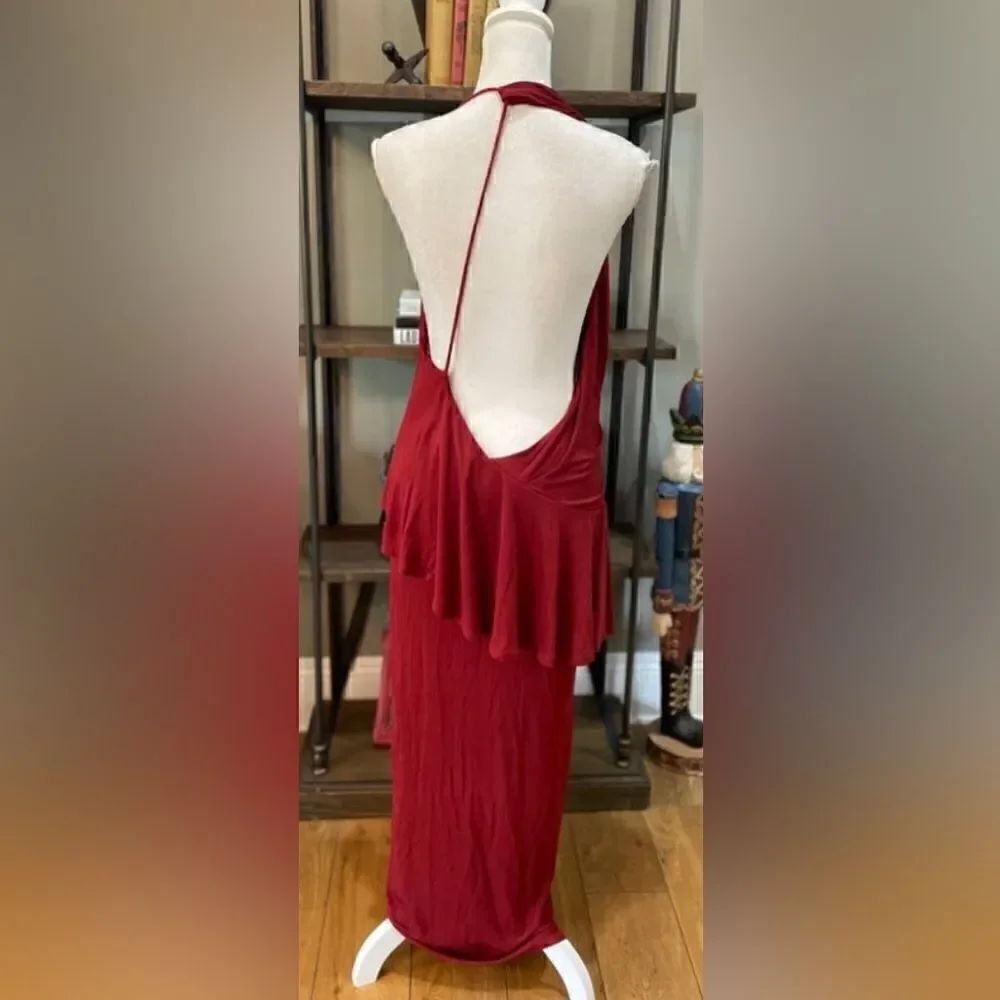 Reiss NWT XENA STRAPPY OPEN BACK COCKTAIL DRESS in Dark Red Size 10 MSRP $385 - Picture 10 of 12